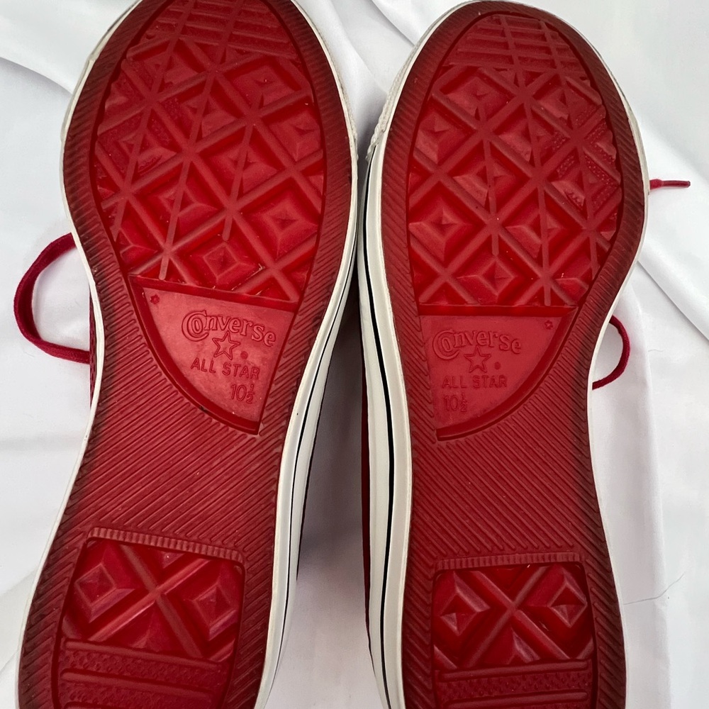 Converse Red All Star Chuck Taylor Perforated Leather Low Top Sneakers Size 10.5 - Picture 13 of 14